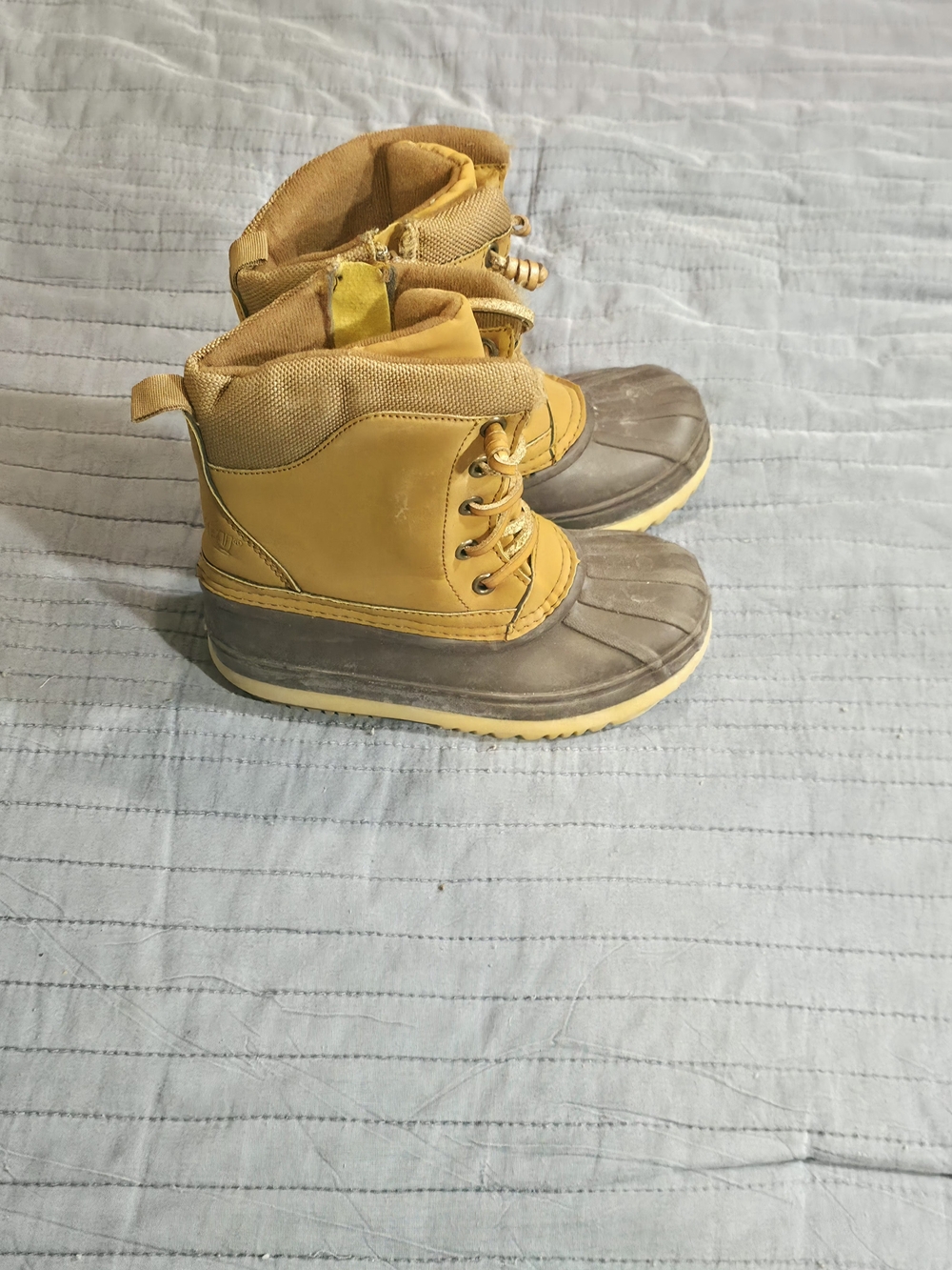 Khombu Yellow and Brown Kids Waterproof Snow Boots